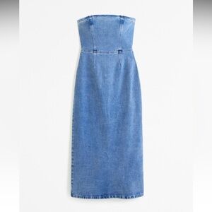 ABERCROMBIE AND FITCH Strapless Denim Maxi Dress